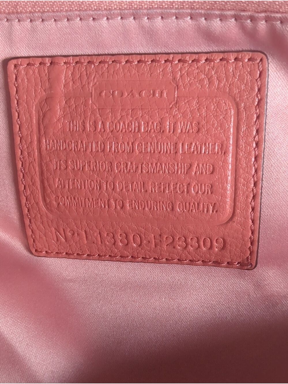 Coach Large coral Avery Leather Hobo Shoulder Bag F23309 Pebbled Leather - Picture 10 of 11